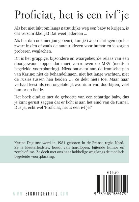 Achterkant van Proficiat ! Het is een IVF'je!