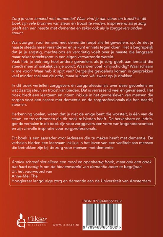 Achterkant van Steun en troost bij dementie