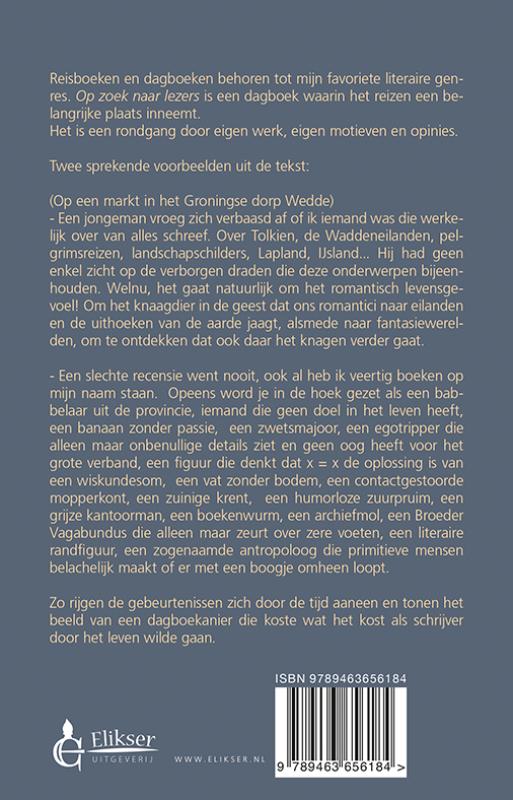 Achterkant van Op zoek naar lezers