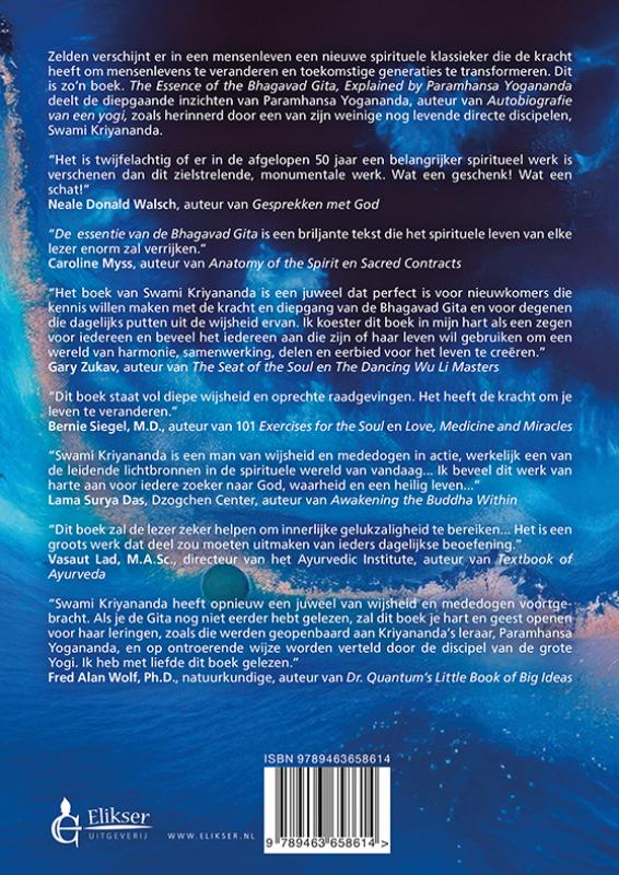 Achterkant van De essentie van de Bhagavad Gita