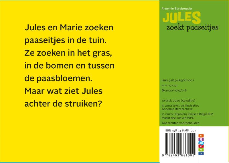 Achterkant van Jules zoekt paaseitjes