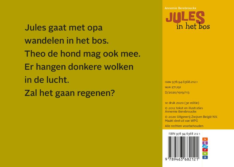Achterkant van Jules in het bos