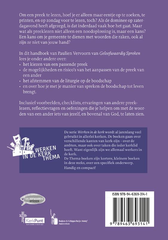 Achterkant van Handboek preeklezers