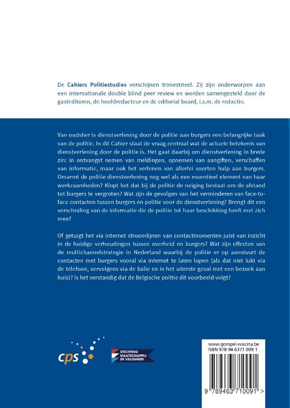 Achterkant van Dienstverlening door de politie