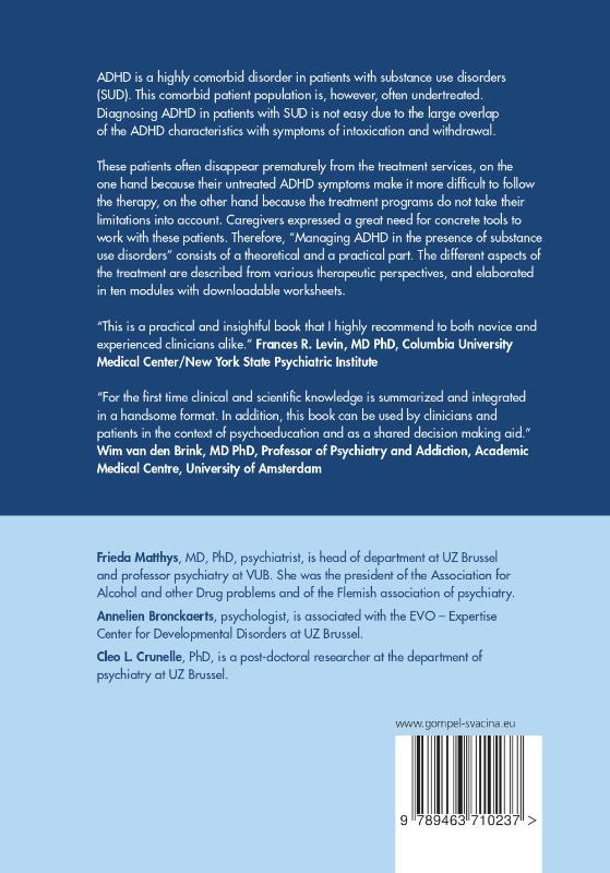 Achterkant van Managing ADHD in the presence of substance use disorders