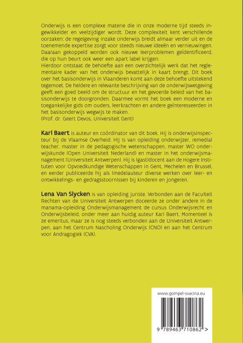 Achterkant van Regelgeving van het Basisonderwijs in Vlaanderen