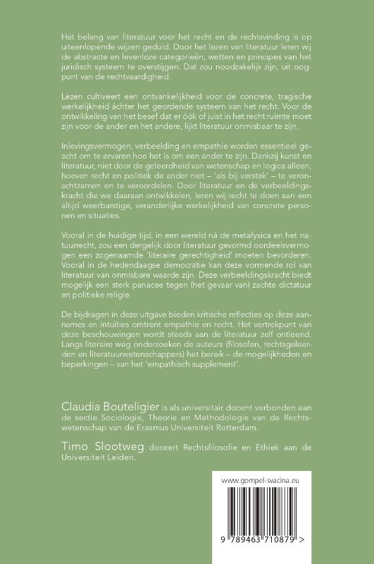 Achterkant van Het empathisch supplement in recht en literatuur