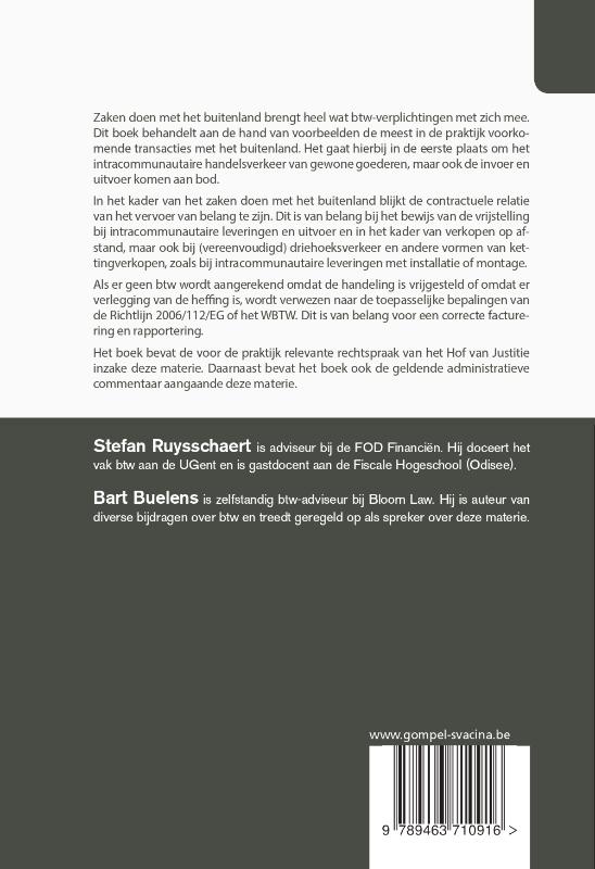 Achterkant van Zaken doen met het buitenland. Intracommunautaire handel, uitvoer-invoer en driehoeksverkeer