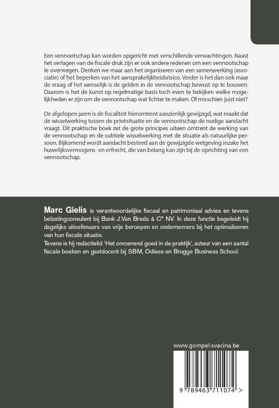Achterkant van Werking en fiscale optimalisatie van de vennootschap