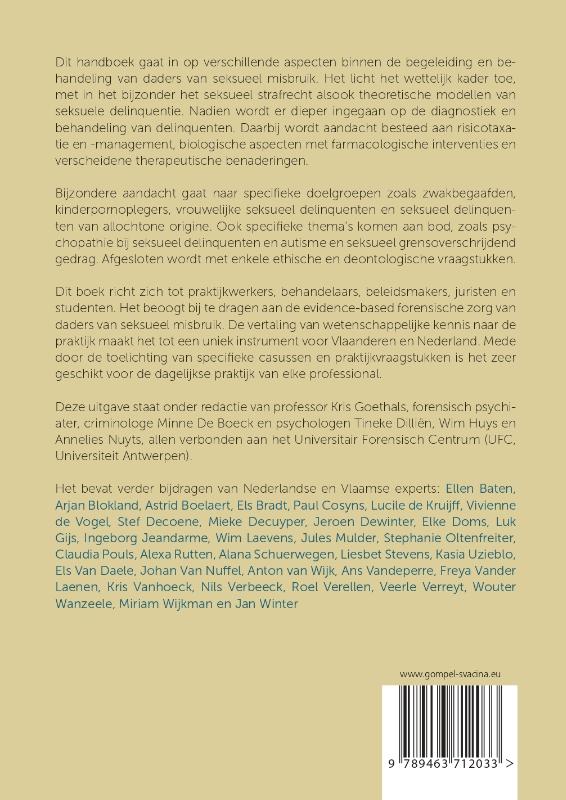 Achterkant van Handboek behandeling van seksueel afwijkend gedrag