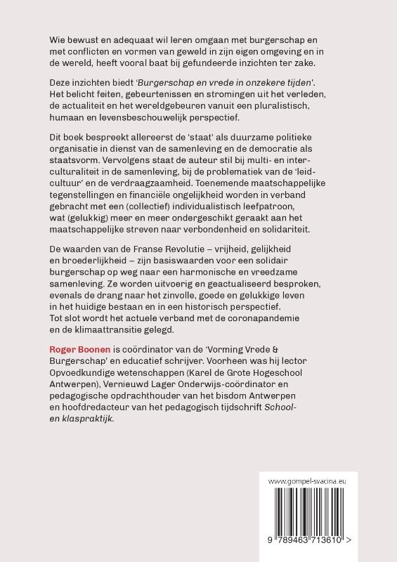 Achterkant van Burgerschap en vrede in onzekere tijden