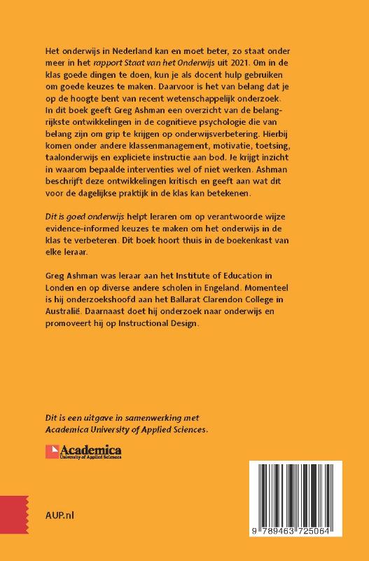 Achterkant van Dit is goed onderwijs