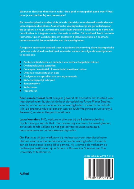 Achterkant van Academische vaardigheden voor interdisciplinaire studies