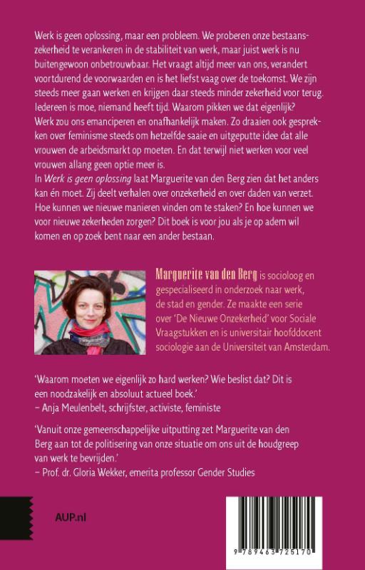 Achterkant van Werk is geen oplossing