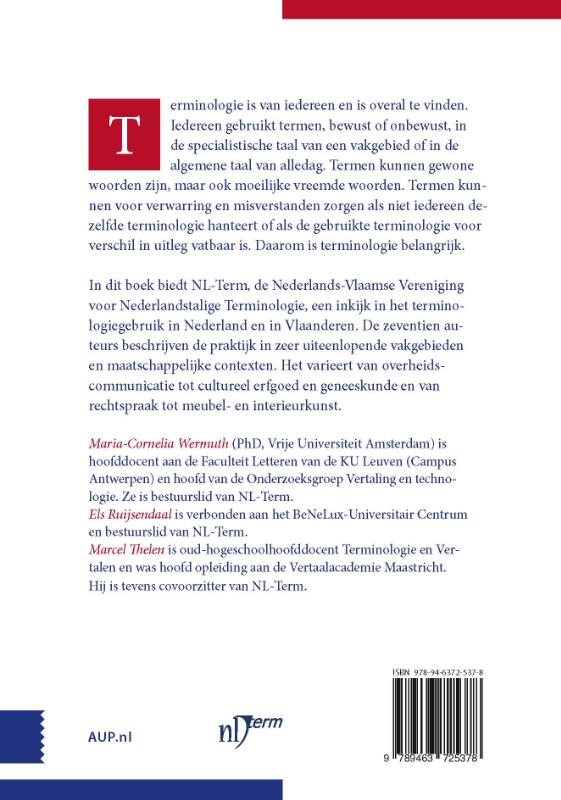 Achterkant van Nederlandstalige terminologie in de praktijk