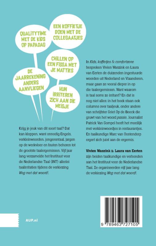 Achterkant van Kids, koffietjes, comfortzone