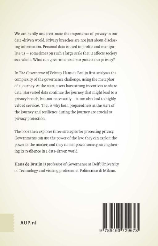 Achterkant van The Governance of Privacy