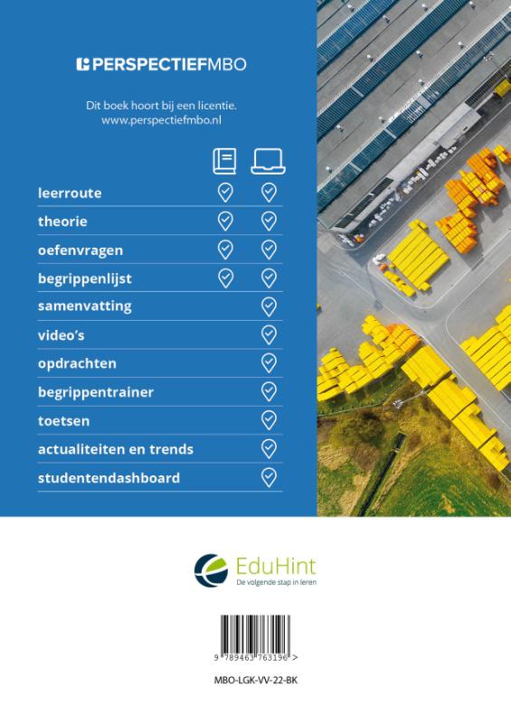 Achterkant van Logistiek niveau 2-3 Orders verzamelen en verzenden licentie + boek