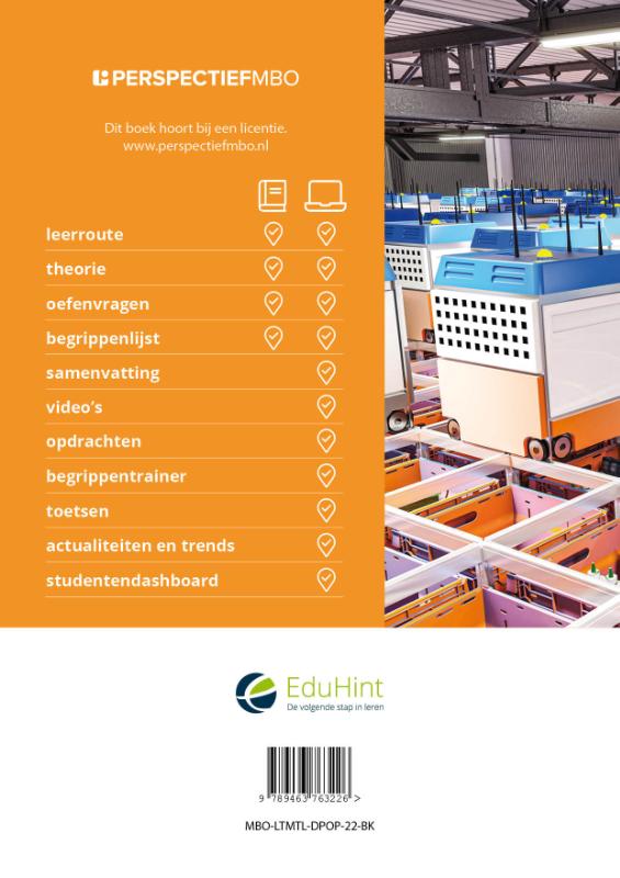 Achterkant van Logistiek niveau 3-4 Voorraadbeheer en verbeterplan licentie + boek