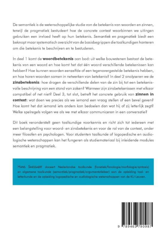 Achterkant van Semantiek en pragmatiek