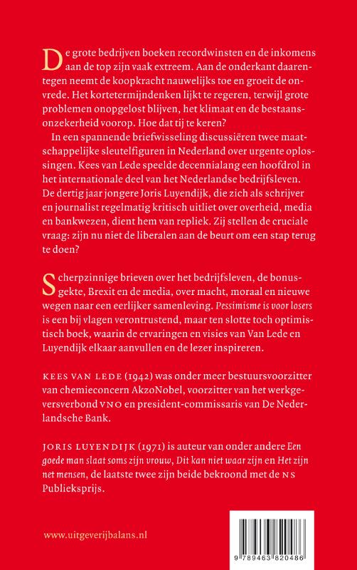 Achterkant van Pessimisme is voor losers
