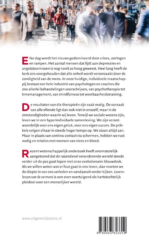 Achterkant van Levenslessen van de oermens