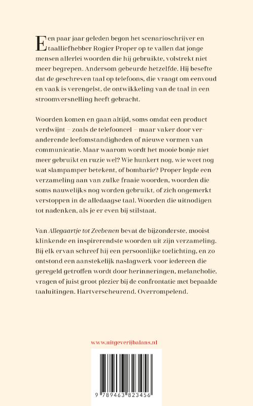 Achterkant van Van Allegaartje tot Zeebenen