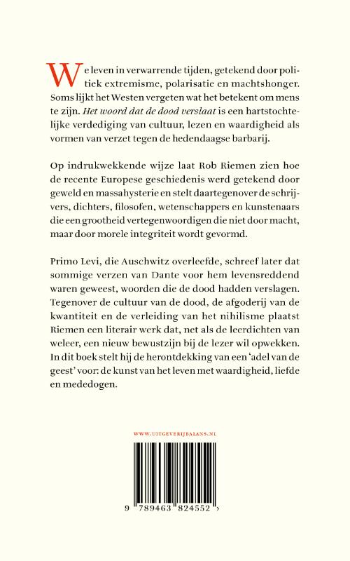 Achterkant van Het woord dat de dood verslaat