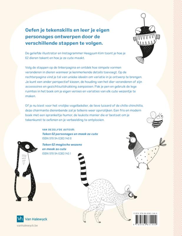 Achterkant van Teken 62 dieren en maak ze cute