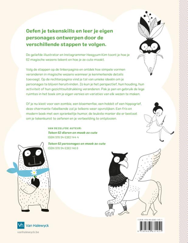 Achterkant van Teken 62 magische wezens en maak ze cute