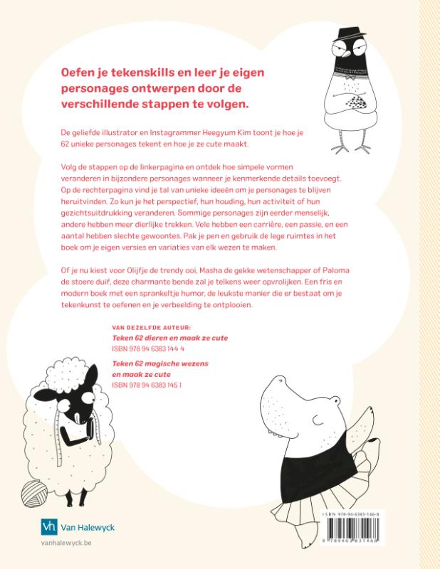 Achterkant van Teken 62 personages en maak ze cute