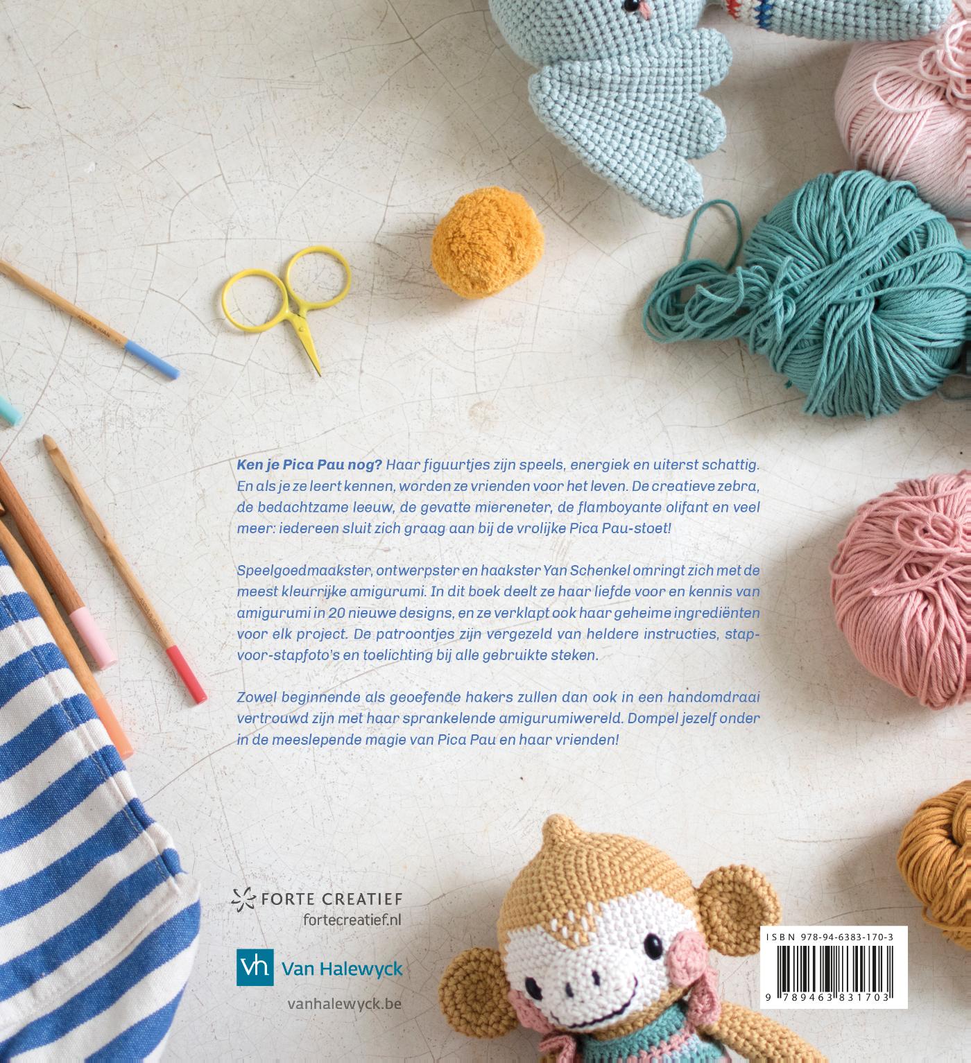 Achterkant van Maak 20 kleurrijke amigurumidiertjes