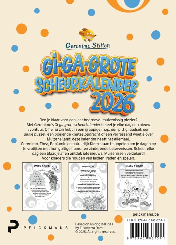 Achterkant van Gi-ga-grote scheurkalender 2026