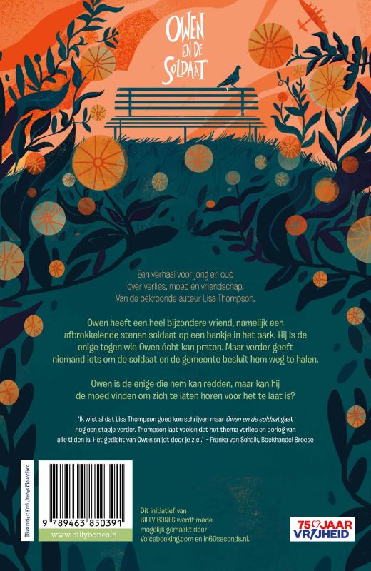 Achterkant van Owen en de soldaat audioboek