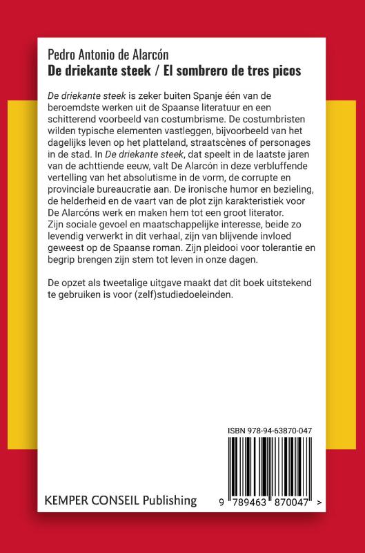 Achterkant van De driekante steek - El sombrero de tres picos