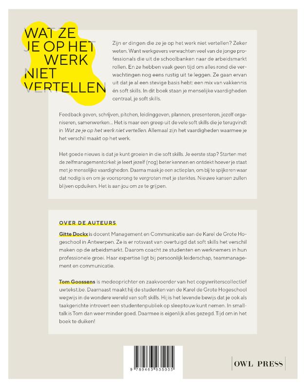 Achterkant van Wat ze je op het werk niet vertellen