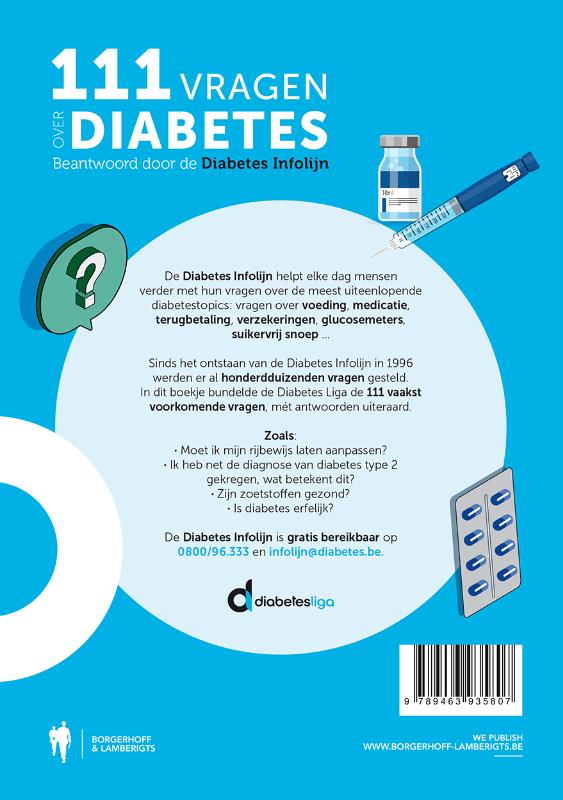 Achterkant van 111 vragen over diabetes