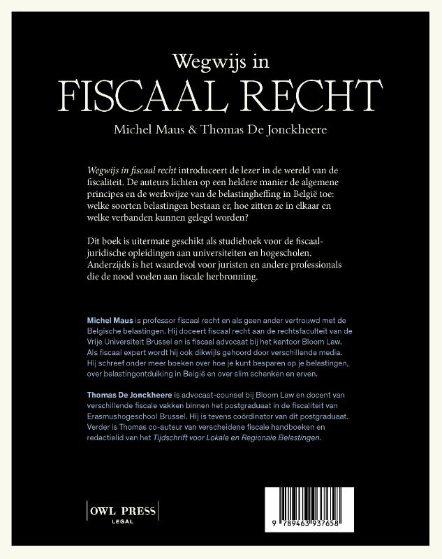 Achterkant van Wegwijs in Fiscaal recht