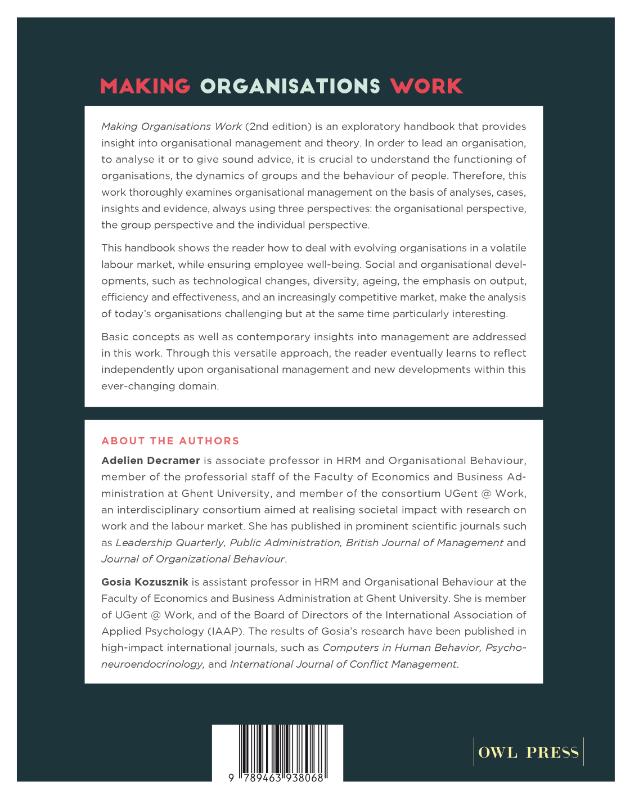 Achterkant van Making Organisations Work