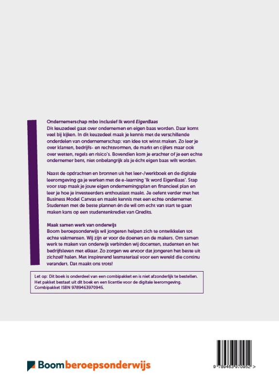Achterkant van Ondernemerschap mbo, incl. Ik word eigenbaas | folio