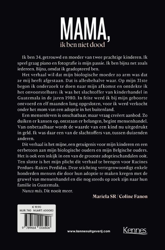Achterkant van Mama, ik ben niet dood