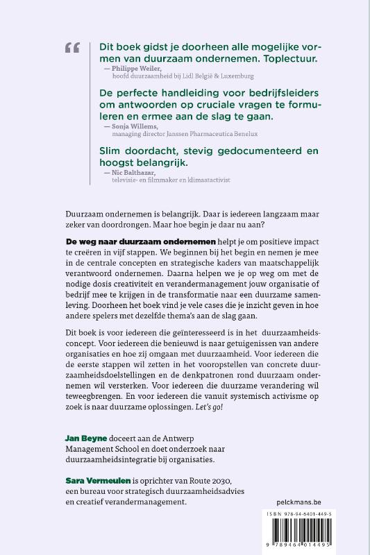 Achterkant van De weg naar duurzaam ondernemen
