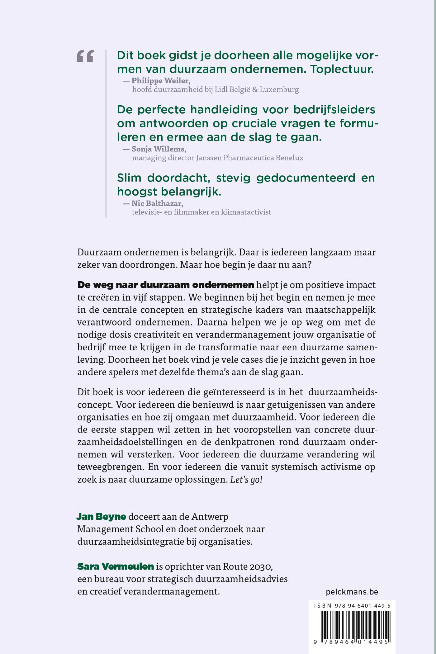Achterkant van De weg naar duurzaam ondernemen