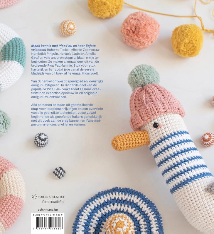 Achterkant van Maak 20 kleurrijke amigurumidiertjes