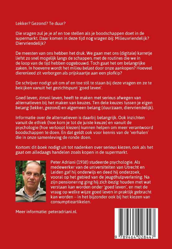 Achterkant van Afwegen in de supermarkt
