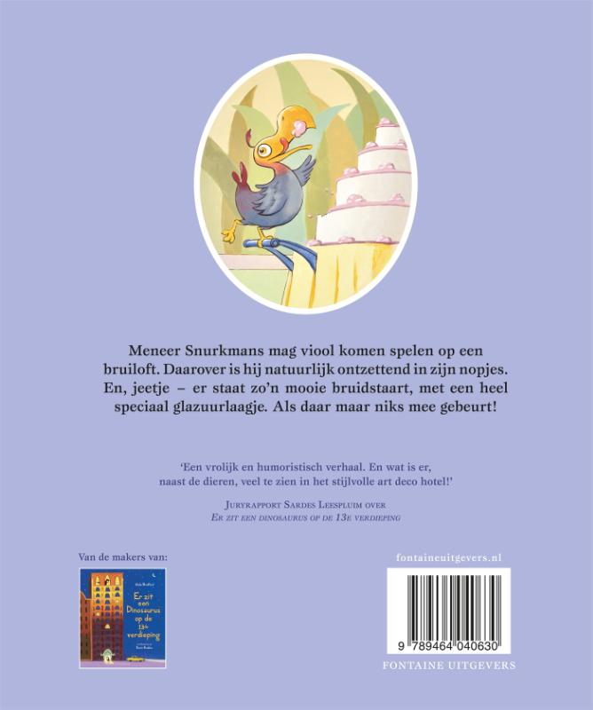 Achterkant van Er zit een dodo op de bruidstaart