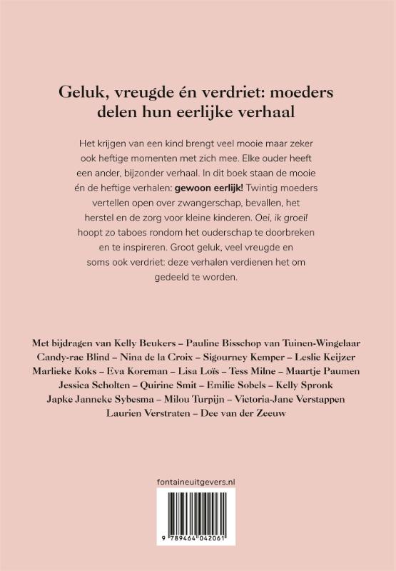 Achterkant van Oei, ik groei! Eerlijk