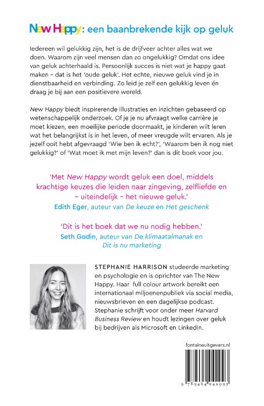 Achterkant van New Happy: het nieuwe geluk