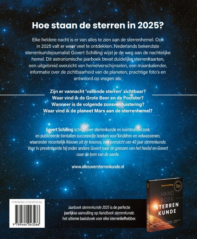 Achterkant van Jaarboek sterrenkunde 2025