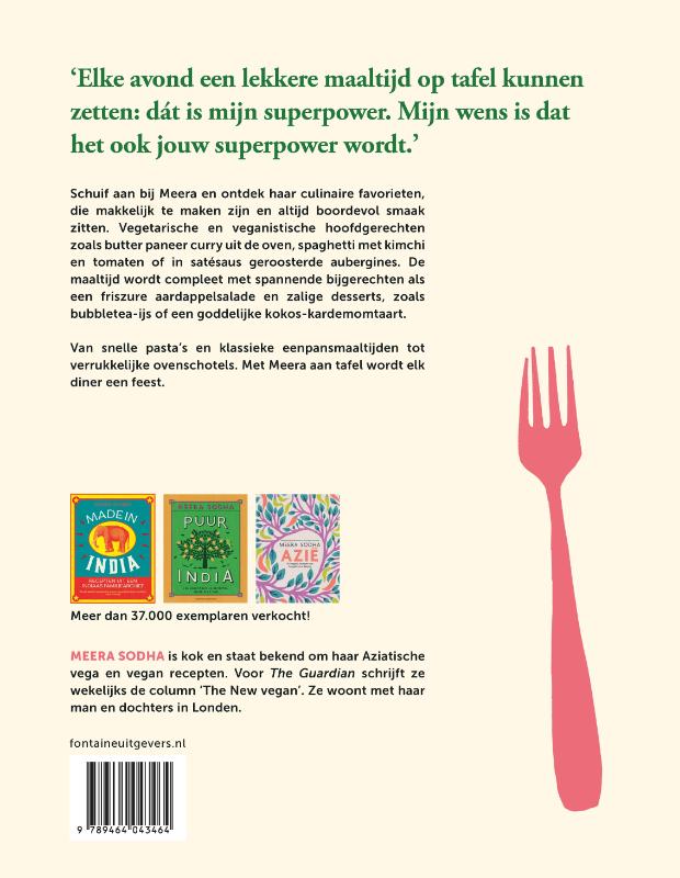 Achterkant van Bij Meera aan tafel